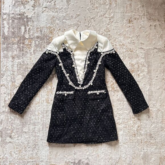 Z.Y Eleonore Faux-Pearl Tweed Mini Dress - Size Medium - Picture 2 of 11